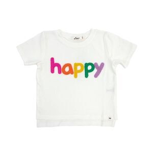 Oh Baby! Girls Rainbow 'Happy' Terry Apple Slub Raw Edge Top